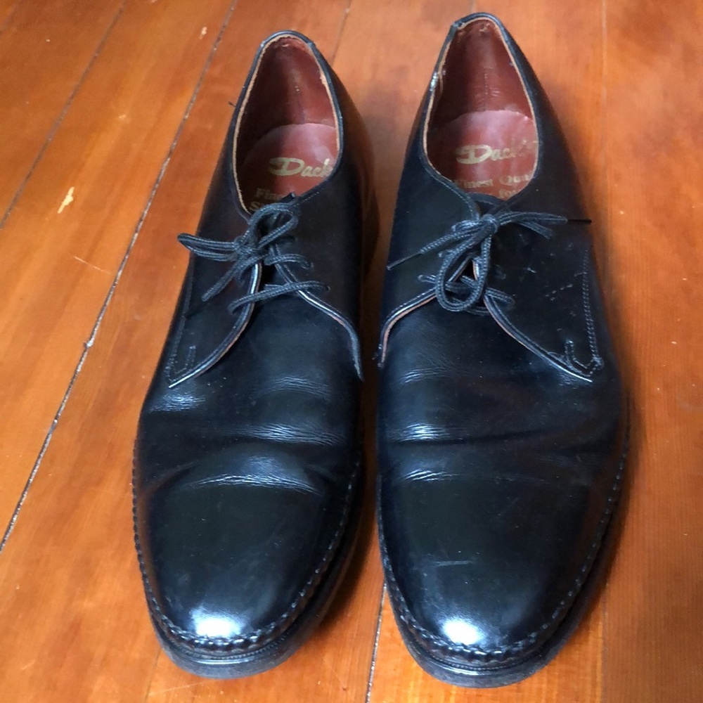 VINTAGE DACK’S DERBY BLACK DRESS SHOES 10.5 MADE IN CANADA HAND SEWN VAMPS